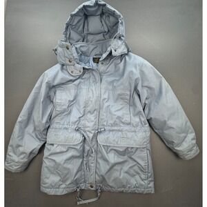 Eddie Bauer Goose Down Parka Jacket Mens Large Detachable Hood Blue Vintage 80's